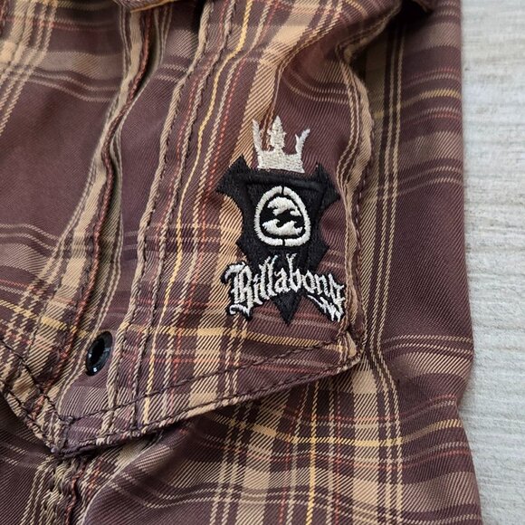 Billabong Scottish Plaid Long Cargo Board Shorts Lace Fly Metallic Logo Surf 30 - Picture 3 of 6